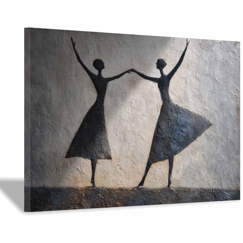 HUYEEI Leinwandbilder Pas de Deux Ästhetische Bilder - abstraktes Deko Wohnzimmer - Wandbilder Schlafzimmer - Wand Deko -Badezimmer, Büro(schwarz85)-20x30cm Gerahmt von HUYEEI