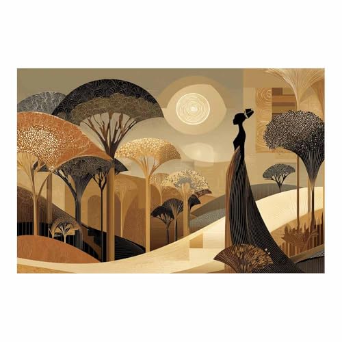 HUYEEI Leinwandbilder Schatten im Wald Ästhetische Bilder - abstraktes Deko Wohnzimmer - Wandbilder Schlafzimmer - Wand Deko -Badezimmer, Büro(braun15)-70x100cm Ungerahmt von HUYEEI
