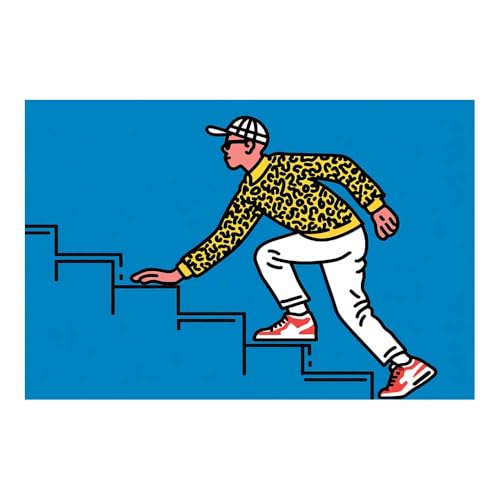 HUYEEI Leinwandbilder Treppensteigen Ästhetische Bilder - abstraktes Deko Wohnzimmer - Wandbilder Schlafzimmer - Wand Deko -Badezimmer, Büro(blau10)-20x30cm Ungerahmt von HUYEEI