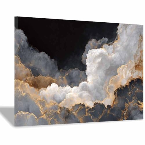 HUYEEI Leinwandbilder Wolkenmuster Ästhetische Bilder - abstraktes Deko Wohnzimmer - Wandbilder Schlafzimmer - Wand Deko -Badezimmer, Büro(grau130)-20x30cm Gerahmt von HUYEEI