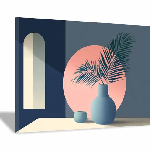 HUYEEI Leinwandbilder Zweig in einer Vase Ästhetische Bilder - abstraktes Deko Wohnzimmer - Wandbilder Schlafzimmer - Wand Deko -Badezimmer, Büro(blau55)-40x60cm Gerahmt von HUYEEI