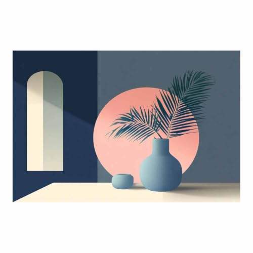 HUYEEI Leinwandbilder Zweig in einer Vase Ästhetische Bilder - abstraktes Deko Wohnzimmer - Wandbilder Schlafzimmer - Wand Deko -Badezimmer, Büro(blau55)-70x100cm Ungerahmt von HUYEEI