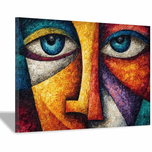 HUYEEI Modern Wandbild Kunstdruck auf Leinwand Bild Abstrakt Abstrakte Augen Moderne Kunst,Wohnzimmer Deko Schlafzimmer über Bett Room Decor Geschenke(mehrfarbig16)-60x80cm Gerahmt von HUYEEI