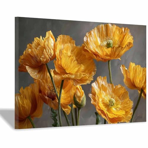 HUYEEI Modern Wandbild Kunstdruck auf Leinwand Bild Abstrakt Blumenpflücken Moderne Kunst,Wohnzimmer Deko Schlafzimmer über Bett Room Decor Geschenke(gelb26)-40x60cm Gerahmt von HUYEEI