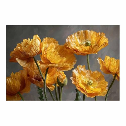 HUYEEI Modern Wandbild Kunstdruck auf Leinwand Bild Abstrakt Blumenpflücken Moderne Kunst,Wohnzimmer Deko Schlafzimmer über Bett Room Decor Geschenke(gelb26)-60x90cm Ungerahmt von HUYEEI