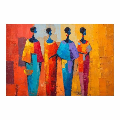 HUYEEI Modern Wandbild Kunstdruck auf Leinwand Bild Abstrakt Figurengruppe Moderne Kunst,Wohnzimmer Deko Schlafzimmer über Bett Room Decor Geschenke(Orange01)-20x30cm Ungerahmt von HUYEEI