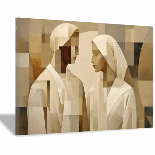 HUYEEI Modern Wandbild Kunstdruck auf Leinwand Bild Abstrakt Geometrische Figur Moderne Kunst,Wohnzimmer Deko Schlafzimmer über Bett Room Decor Geschenke(beige66)-60x90cm Gerahmt von HUYEEI