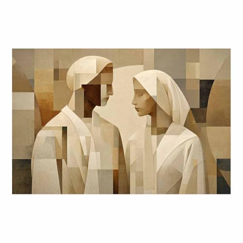 HUYEEI Modern Wandbild Kunstdruck auf Leinwand Bild Abstrakt Geometrische Figur Moderne Kunst,Wohnzimmer Deko Schlafzimmer über Bett Room Decor Geschenke(beige66)-70x100cm Ungerahmt von HUYEEI