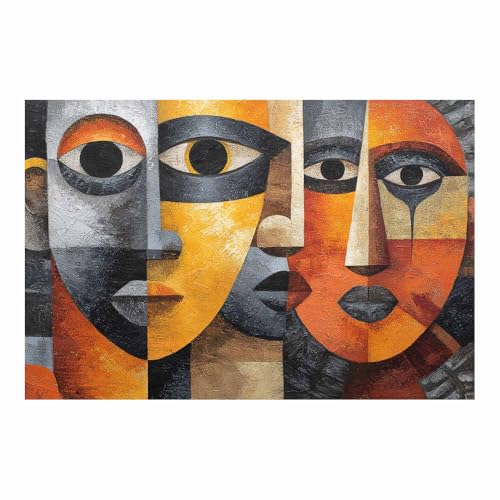 HUYEEI Modern Wandbild Kunstdruck auf Leinwand Bild Abstrakt Gesichtscollage-Malerei Moderne Kunst,Wohnzimmer Deko Schlafzimmer über Bett Room Decor Geschenke(mehrfarbig21)-60x80cm Ungerahmt von HUYEEI