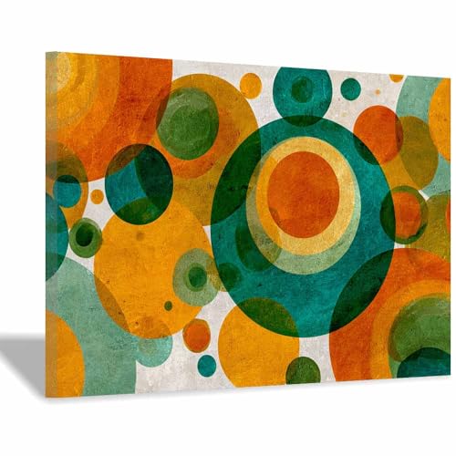 HUYEEI Modern Wandbild Kunstdruck auf Leinwand Bild Abstrakt Kreisgruppe Moderne Kunst,Wohnzimmer Deko Schlafzimmer über Bett Room Decor Geschenke(mehrfarbig166)-70x100cm Gerahmt von HUYEEI