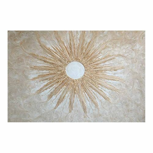HUYEEI Modern Wandbild Kunstdruck auf Leinwand Bild Abstrakt Sonnenstrahlenmuster Moderne Kunst,Wohnzimmer Deko Schlafzimmer über Bett Room Decor Geschenke(goldene51)-60x80cm Ungerahmt von HUYEEI