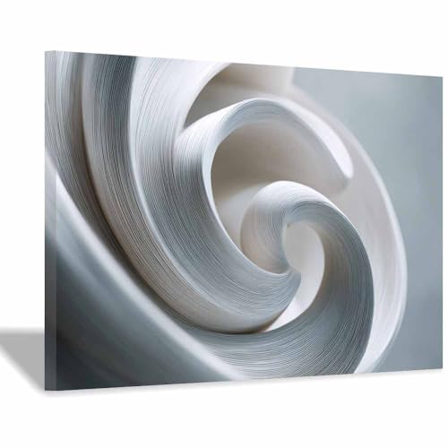 HUYEEI Modern Wandbild Kunstdruck auf Leinwand Bild Abstrakt Spirale Moderne Kunst,Wohnzimmer Deko Schlafzimmer über Bett Room Decor Geschenke(weiß41)-40x60cm Gerahmt von HUYEEI