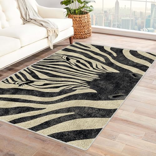 HUYEEI Teppich, Abstrakte Tiere Zebra, wohnzimmerteppich, schlafzimme.(Grau)-210x270cm von HUYEEI