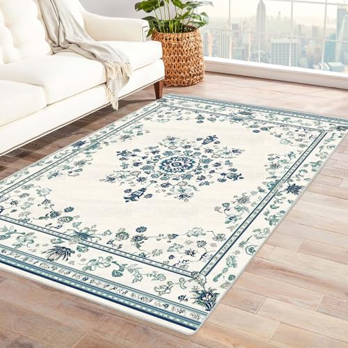 HUYEEI Teppich, Vintage Muster, Teppich kuschelig, teppichs Wohnzimmer.(Weiß)-120x150cm von HUYEEI