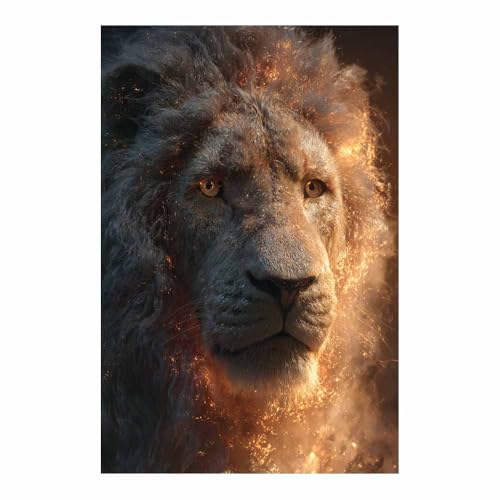 HUYEEI Tier Bilder Goldene Löwen wandposter, für Badezimmer Dekoration, Poster Home Decor, lustige Tier Dekoration,(braun51)-20x30cm Ungerahmt von HUYEEI