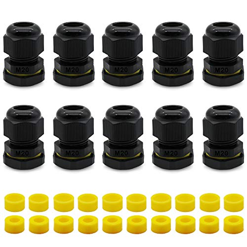 M20 Kabelverschraubung Set, HUYU wasserdichte IP68 verstellbare Kabel Steckverbinder, wasserdichter Stecker für Box, verstellbar Kabel Stopfe mit Gegenmutter für 4-8 mm 9-12 mm Kabel, 10 Stück von HUYU