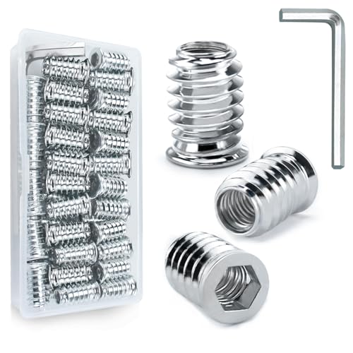 Einschraubmutter M8 Einschraubmuffen Gewindeeinsatz Holz Gewindebuchse Muttern aus Stahl (51 Stück) von HUYUE