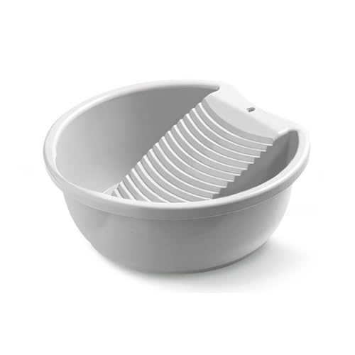 Waschbecken zum Waschen von Kleidung von Hand, rutschfeste Kunststoffbadewanne mit integriertem Waschbrett, kleine empfindliche Gegenstände zum Waschen von Kleidung für Zuhause und draußen, grau von HUYUIYUSS