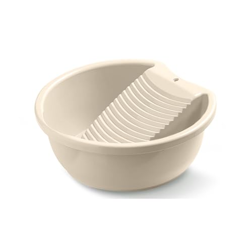 Waschbrett Waschbecken zum Waschen von Kleidung, rutschfeste Kunststoffbadewanne mit integriertem Waschbrett, kleine empfindliche Gegenstände für Zuhause und Outdoor, Beige Waschbrett Waschbecken zum Waschen von Kleidung, rutschfeste Kunststoffbadewanne mit integriertem Waschbrett, kleine empfindliche Gegenstände für Zuhause und Outdoor, Beige von HUYUIYUSS