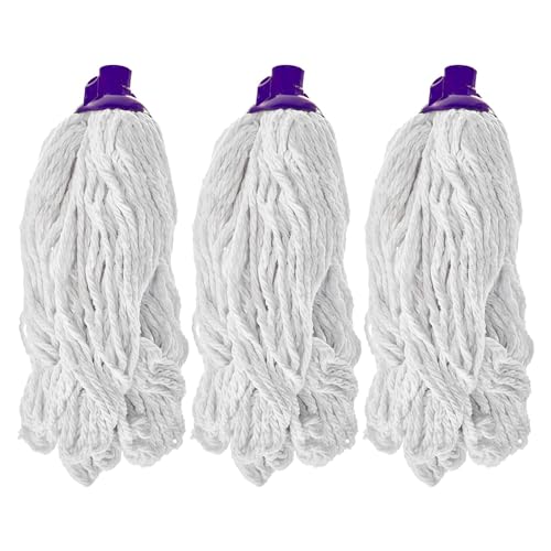 HV - Wischmopp - Parkett Baumwollmopp - Wischbezug zur Echtholz Trocken und Nass Bodenpflege - Set von 3 - Weiß -180 gr von HV