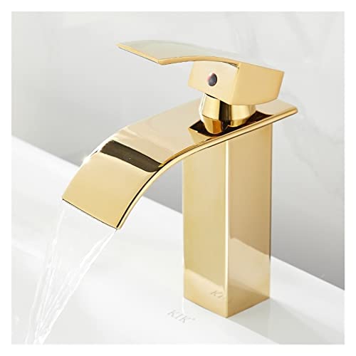 Basall -Becken -Badezimmer -Wasserhahn Pont im goldenen Pavé montiertes kaltes Brot gut mit heißem Wasser in Chrom -Messing von HVBIHRJIP