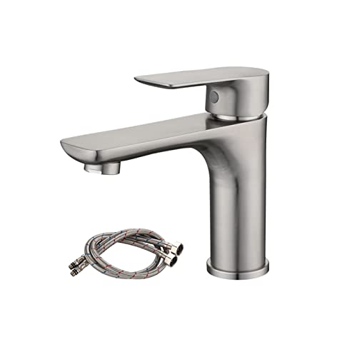 Bascall Basin Robinet Bathroom Tilt Tild Mounted Silver Silver Tap Cold & Hot Water Batker Tap Inneildle Steel Vanity Ivrainet (Noir sans Tuyau) von HVBIHRJIP