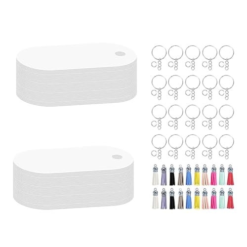Bulk -Packung von 100 Sublimation -Schlüsselbund -Blanks mit Quasten und Sprungringen handgefertigtes Aluminiumschlüsselring -Anhängerzubehör Bulk -Packung von 100 Sublimation -Schlüsselbund -Blanks mit Quasten und Sprungringen handgefertigtes Aluminiumschlüsselring -Anhängerzubehör von HVBIHRJIP