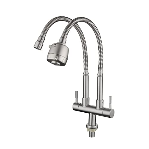 Doppelküchenauslass Wasserhahn 304 in Edelstahl Einer kaltes Doppelrohr -Tap Robatts -Waschbecken (a) von HVBIHRJIP