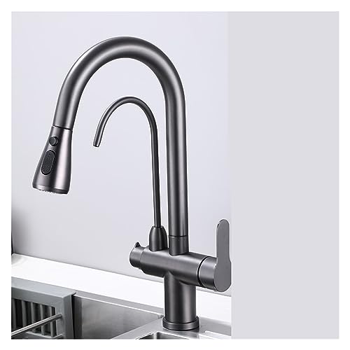 Purification de l'eau Robinet de Cuisine Noir Chaud et Froid Rotatif Reifen en Laiton Matériau d'évier mélangeur et Lavage du Robinet (Gris a) von HVBIHRJIP