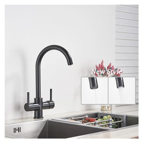 Robinet de Bassin doré brossé Baillé Robinet d'évier de pulvérisation à poignée à poignée de Pull-Out Robinet de comptoir monté sur Le Plafond à Eau Chaude et à Eau Froide (Chrom kurz) von HVBIHRJIP