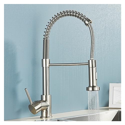 Robinet de Bassin doré brossé Baillé Robinet d'évier de pulvérisation à poignée à poignée de Pull-Out Robinet de comptoir monté sur Le Plafond à Eau Chaude et à Eau Froide (Chrom kurz) von HVBIHRJIP