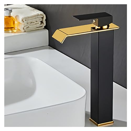 Robinet de Bassin doré brossé Baillé Robinet d'évier de pulvérisation à poignée à poignée de Pull-Out Robinet de comptoir monté sur Le Plafond à Eau Chaude et à Eau Froide (Chrom kurz) von HVBIHRJIP