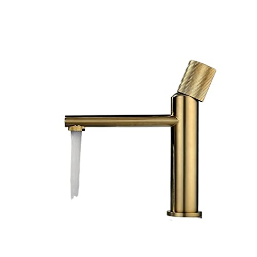 Robinet de Bassin doré brossé Baillé Robinet d'évier de pulvérisation à poignée à poignée de Pull-Out Robinet de comptoir monté sur Le Plafond à Eau Chaude et à Eau Froide (Chrom kurz) von HVBIHRJIP