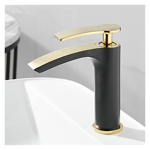 Robinet de Bassin doré brossé Baillé Robinet d'évier de pulvérisation à poignée à poignée de Pull-Out Robinet de comptoir monté sur Le Plafond à Eau Chaude et à Eau Froide (Chrom kurz) von HVBIHRJIP