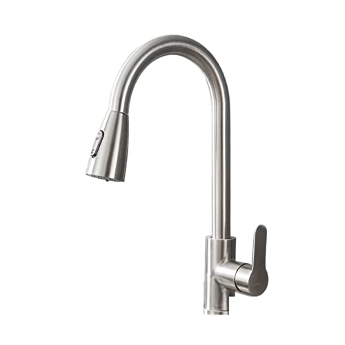 Robinet de Bassin doré brossé Baillé Robinet d'évier de pulvérisation à poignée à poignée de Pull-Out Robinet de comptoir monté sur Le Plafond à Eau Chaude et à Eau Froide (Chrom kurz) von HVBIHRJIP