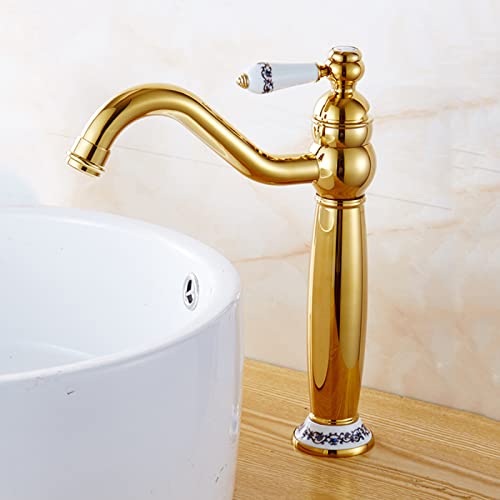 Robinet de Salle de Bain Vintage, Robinet d'évier de Salle de Bain Pivotant à 360 ° Fauce de Salle de Bain en Laiton/Bassin D'eau Chaude Robinet Chaud Froid, Robinet de Salle de Bain à von HVBIHRJIP