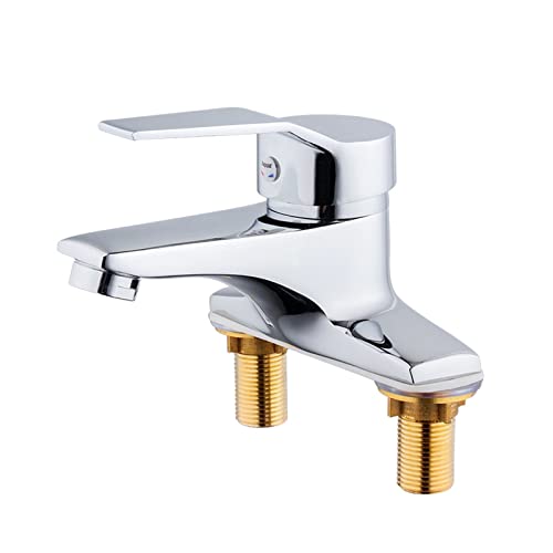 Robinet de lavabo de Salle de Bain en cuivre Double Hole Robinet Robinet d'évier Chaud Robineur à tête Unique Robinet de Lavage à Main (cuivre) von HVBIHRJIP