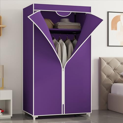 HVDBEYASA Schlafzimmerschrank Faltbarer Kleiderschrank Stoffschrank Faltschrank mit Kleiderstange Stoffschrank Stabil Camping Kleiderschrank Offener Kleiderschrank System(Purple) von HVDBEYASA