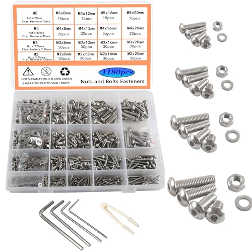 HVDHYY 1180pcs Schrauben und Mutter set M2 M3 M4 M5 Rundkopf Sechskantschrauben DIN 933 A2-70 Edelstahl Gewindeschrauben Unterlegscheiben Nuts und Bolts mit Wiederverwendbaren Aufbewahrungsbox HVDHYY 1180pcs Schrauben und Mutter set M2 M3 M4 M5 Rundkopf Sechskantschrauben DIN 933 A2-70 Edelstahl Gewindeschrauben Unterlegscheiben Nuts und Bolts mit Wiederverwendbaren Aufbewahrungsbox von HVDHYY