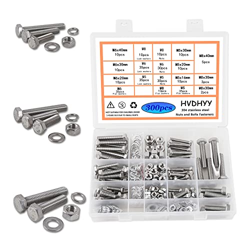 HVDHYY Schrauben und Mutter set M5 M6 M8 Sechskantschrauben DIN 933 A2-70 Edelstahl Gewindeschrauben Unterlegscheiben Nuts und Bolts 9 Größen mit Wiederverwendbaren Aufbewahrungsbox 300pcs HVDHYY Schrauben und Mutter set M5 M6 M8 Sechskantschrauben DIN 933 A2-70 Edelstahl Gewindeschrauben Unterlegscheiben Nuts und Bolts 9 Größen mit Wiederverwendbaren Aufbewahrungsbox 300pcs von HVDHYY
