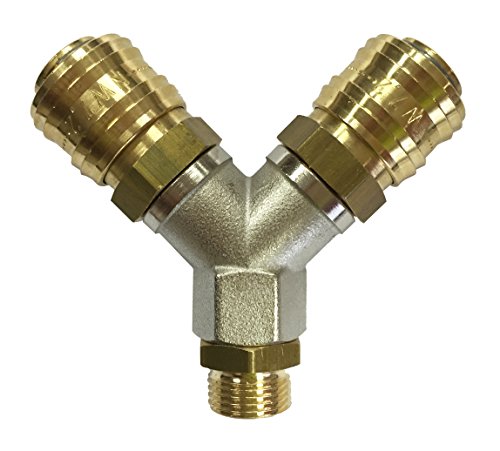 Druckluft Verteiler 2-fach mit Kupplungen und Außengewinde 1/4" von HVG-Druckluftzubehör