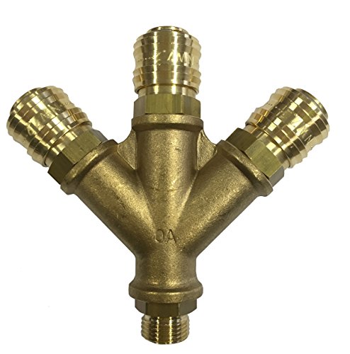 Druckluft Verteiler 3-fach mit Kupplungen und Außengewinde 1/2" von HVG-Druckluftzubehör
