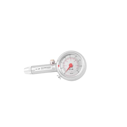 Flaig Reifendruckmesser 0-4 bar ? Qualität Made in Germany - Präziser Luftdruckprüfer mit Ablassventil & Geradanschluss, ± 1% Messgenauigkeit, für Motorrad, Auto, Wohnmobil, MTB & mehr von Flaig