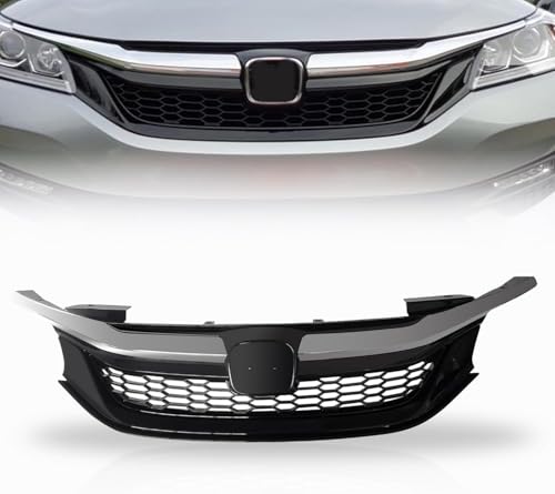 HVXAJY Frontgrill Kühlergrill für 2016 2017 Honda Accord Vorne Grill Front Nieren Kühlergrill Kühlergrill Performance Autoersatz Grilleinsätze,Chrome Honeycomb von HVXAJY