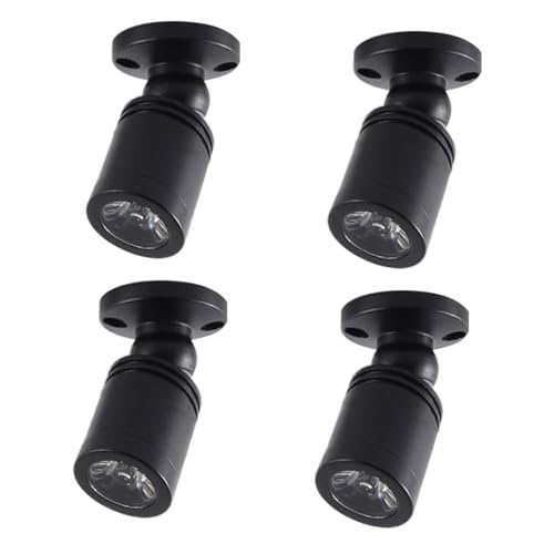HVZUM 4 Mini Deckenspot Vitrinenbeleuchtung Spots 1W Warmweiß 3000K Mini Aufbaustraler (schwarz) von HVZUM