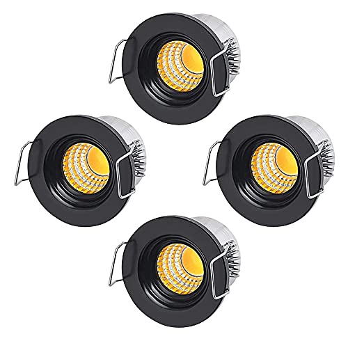 HVZUM 4 Stück Klein Mini LED Einbaustrahler 3W, 230V Deckenstrahler mit Transformator COB Downlights Deckenspots 300lm für Weinschrank/Schrank/Küche/Wohnzimmer (C-warmweiß) von HVZUM