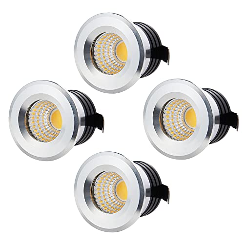 HVZUM 4 Stück Klein Mini LED Einbaustrahler 3W, 230V Deckenstrahler mit Transformator COB Downlights Deckenspots 300lm für Weinschrank/Schrank/Küche/Wohnzimmer (Minimalistisch-B) von HVZUM