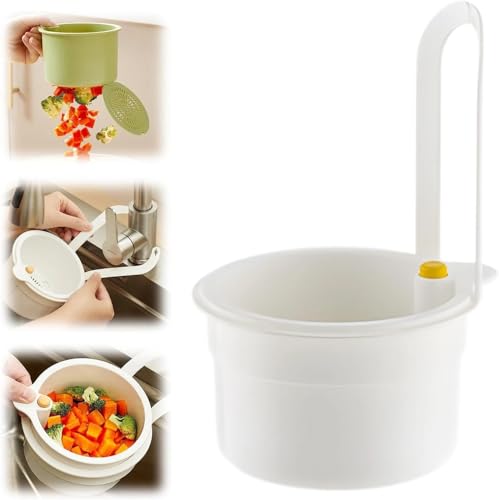 Abtropfbehälter Spüle, Multifunktionales Hängendes Verstellbar Spülbecken Sieb, Spülbecken Organizer Küchen Filterkorb, Essensreste Auffangbehälter, Küchen Organizer für Küchenspülen (1 Stück Weiß) von HVZUYY