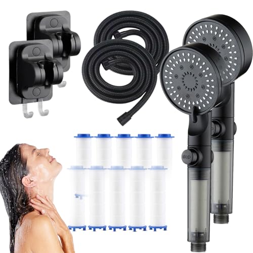 HydroBoost High Pressure 5-Mode Filtered Shower Head, 2025 Upgrate Filtered Shower Head with Handheld Set, Built-in Power Wash for Hard Water - KYD's Choice (Black * 2 Set) von HVZUYY