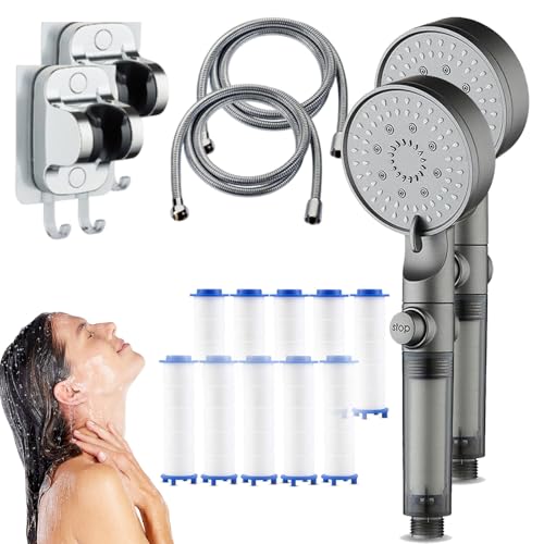 HydroBoost High Pressure 5-Mode Filtered Shower Head, 2025 Upgrate Filtered Shower Head with Handheld Set, Built-in Power Wash for Hard Water - KYD's Choice (Silver * 2 Set) von HVZUYY
